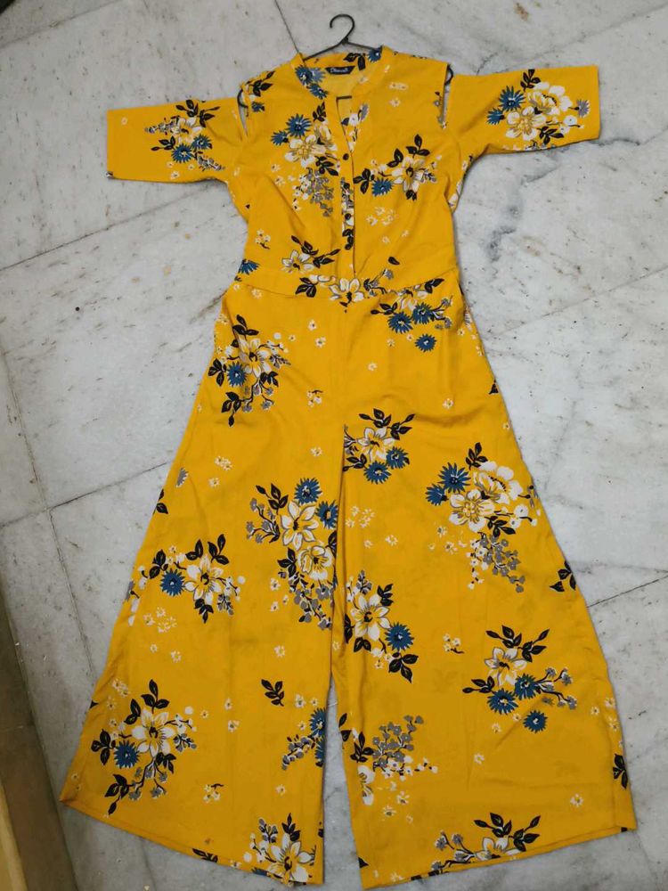 Floral Print Yellow Jumpsuit