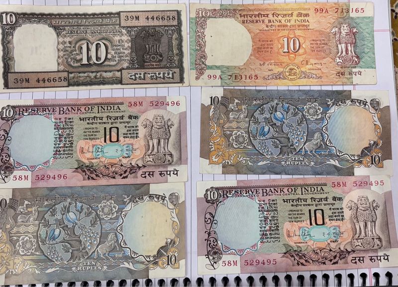 10 Rs Indian Notes Different collection