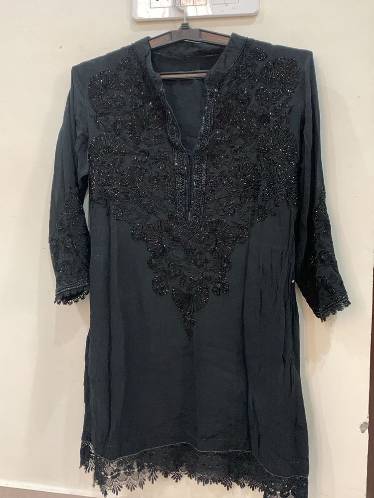 Black Embellished Short Kurta (Tunic)