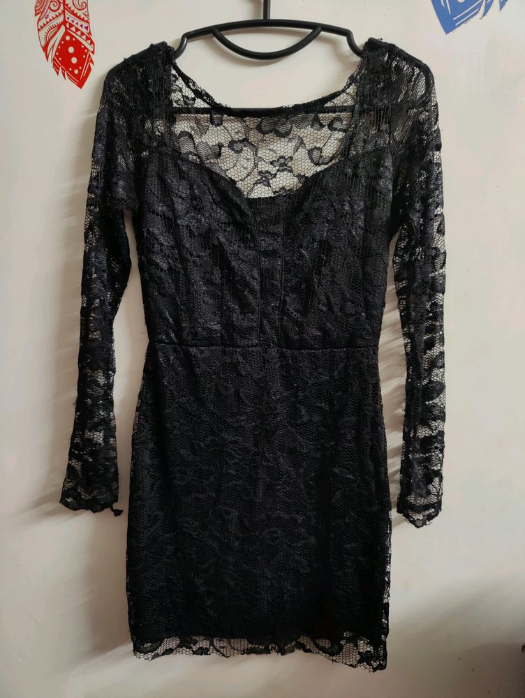 Brand New Black Lace Bodycon Black Short Dress