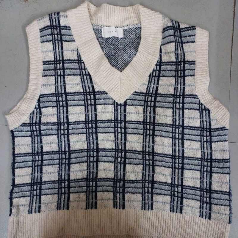 Trendy Plaid Knit Vest