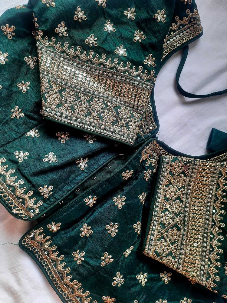 Emerald Green Embellished Saree Blouse