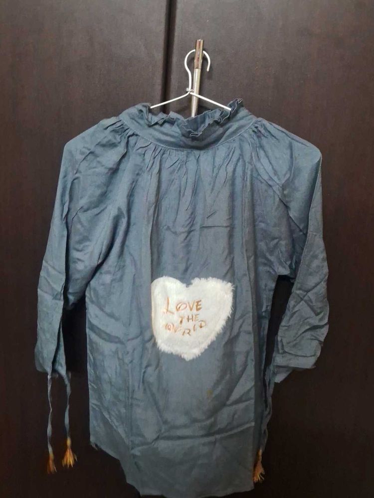 Grey &#39;Love the World&#39; Tunic