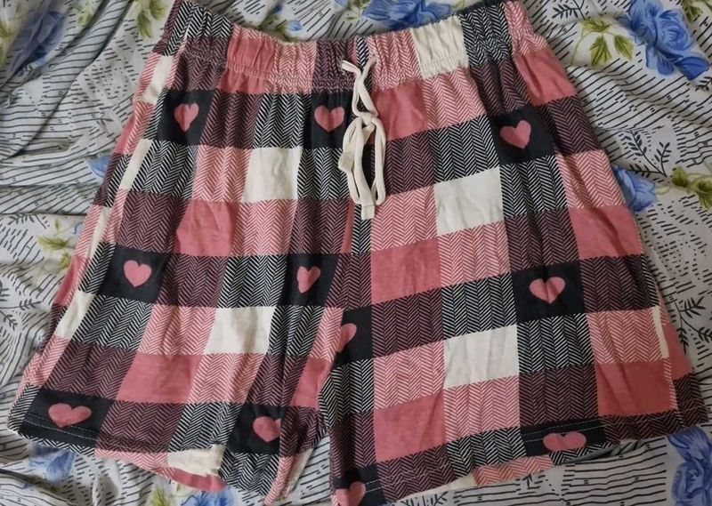 Cute Mini Plaid Heart Lounge Shorts