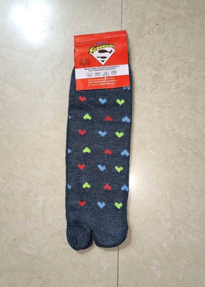 Grey Socks Hearts Print