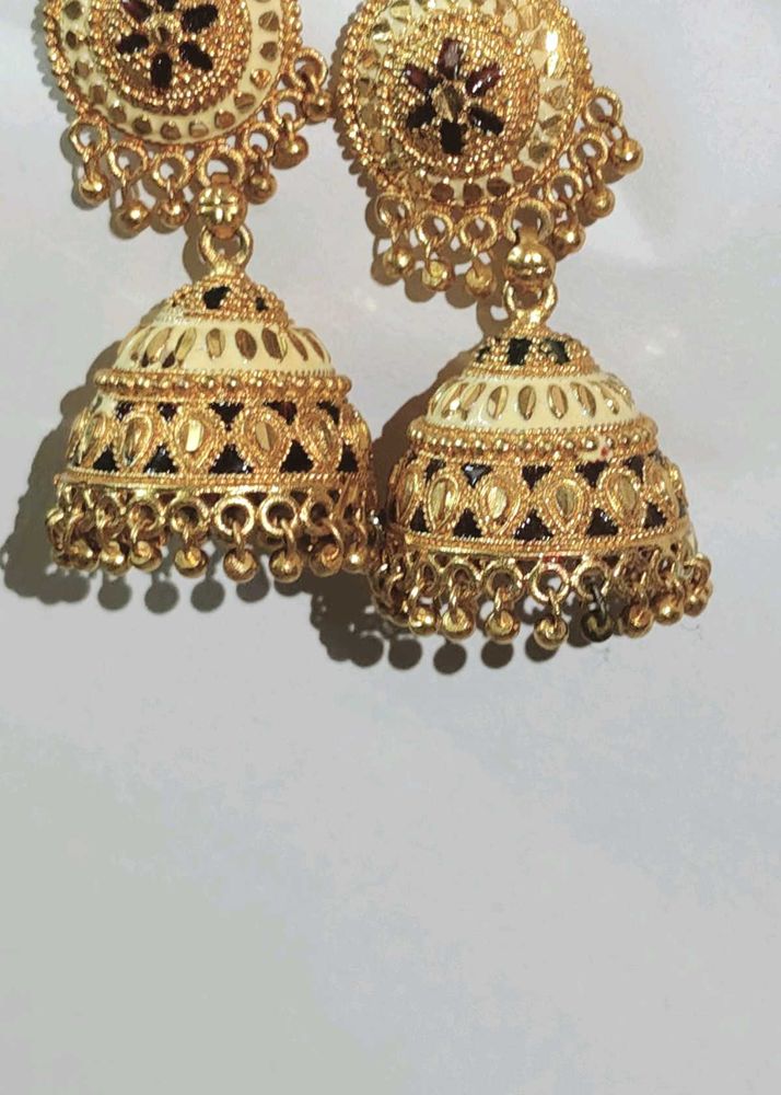 Gold Jhumka Earrings