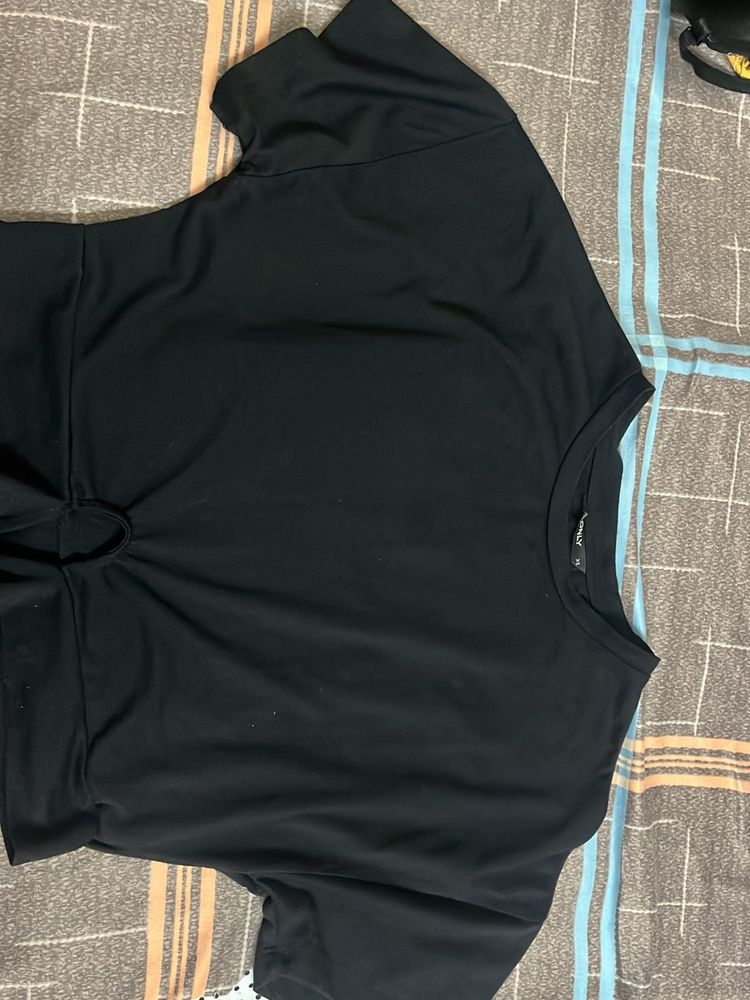 Black Only Front Tie Top