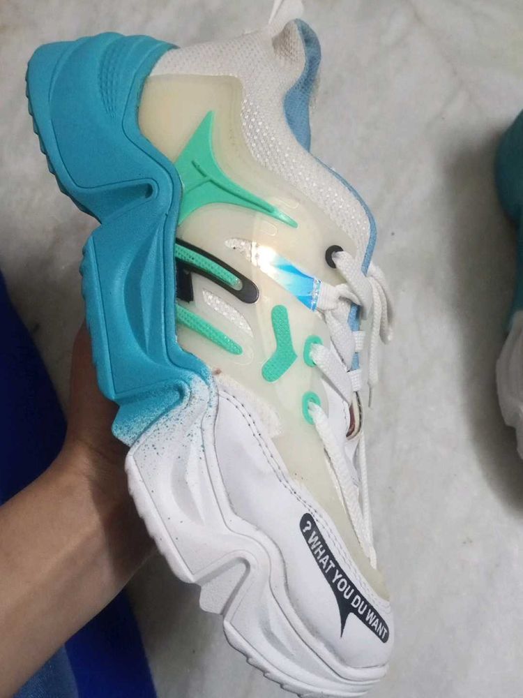 Trendy Blue Accent Sneakers