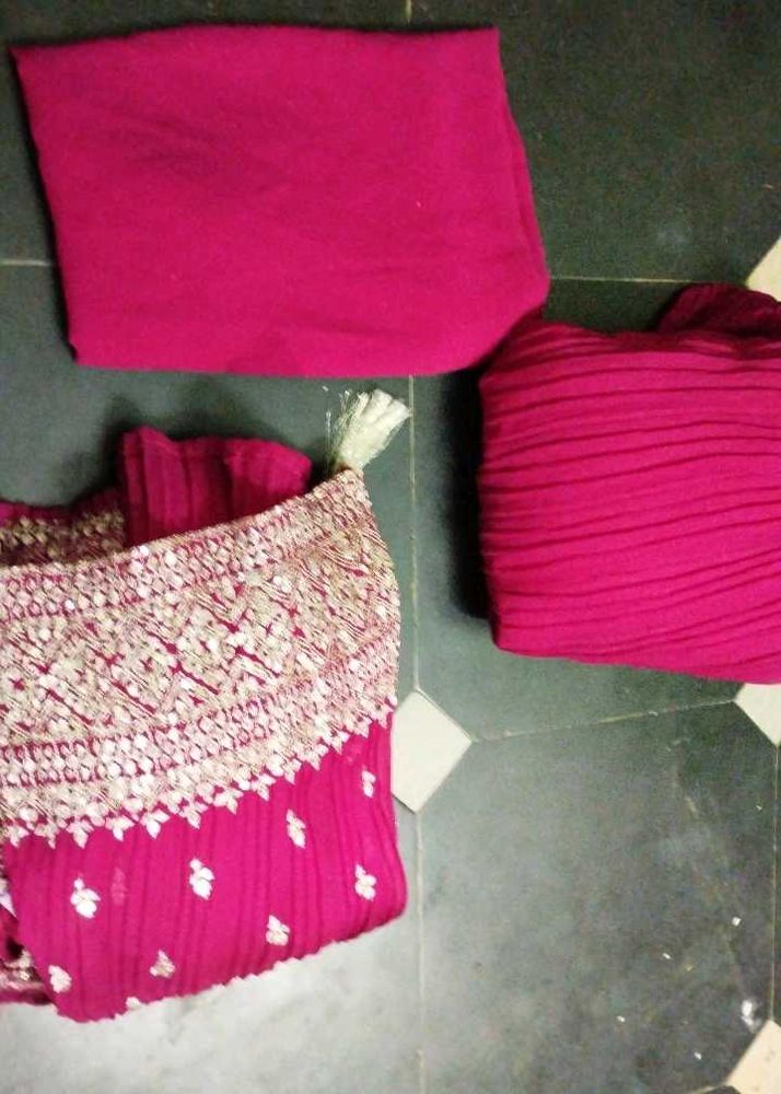 Pink sharara Pants With Kurta And Duppata