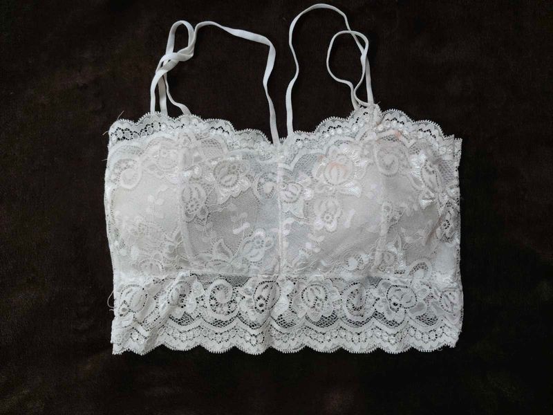 White Lace Bralette And Blocked Mules (Shoe)