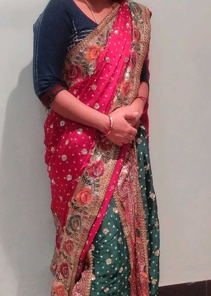 Heavy Party Wear Bandhini Saree