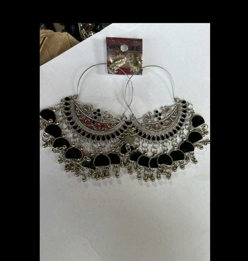 black oxidised earring