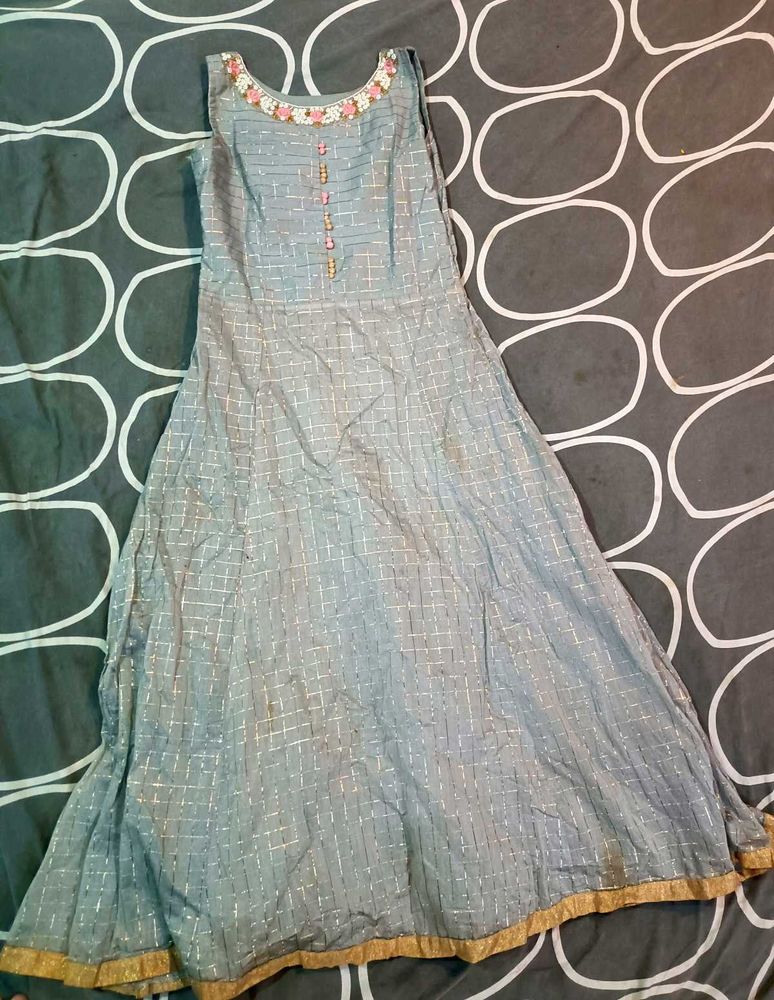 Elegant Grey Embroidered Gown
