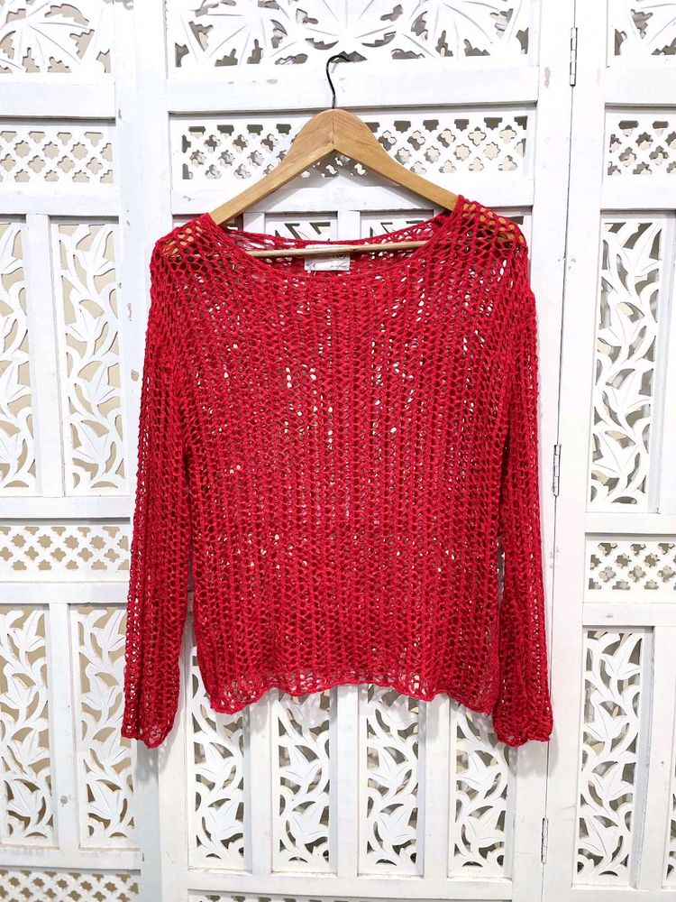 Cherry Breeze Open Knit Top C