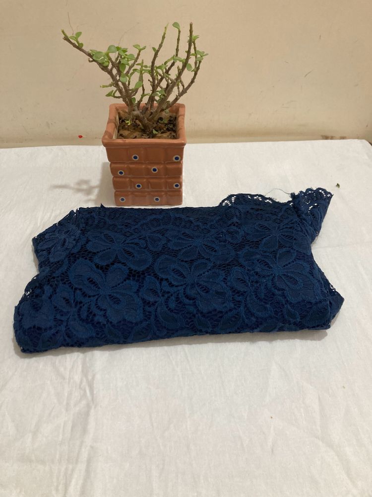 Net Navy Blue Short Dress