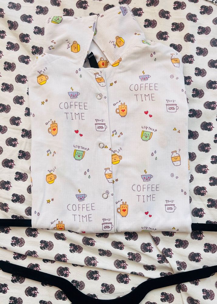 Coffee Time Print Shirt