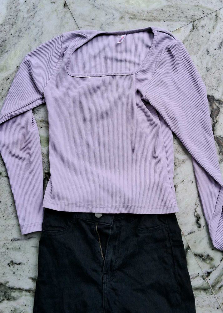 Lilac Ribbed Long Sleeve Top