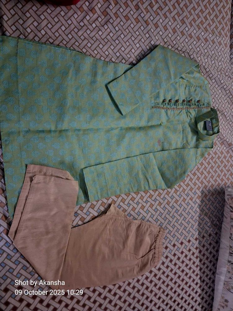 Green Sherwani Style Kurta Set