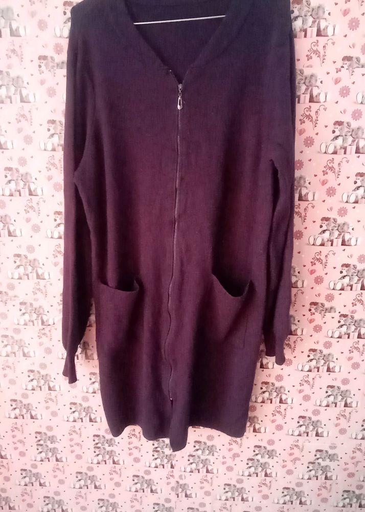 Black Long zipper cardigan