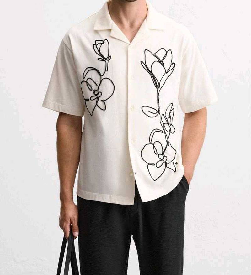 Floral embroidered Shirt / customised