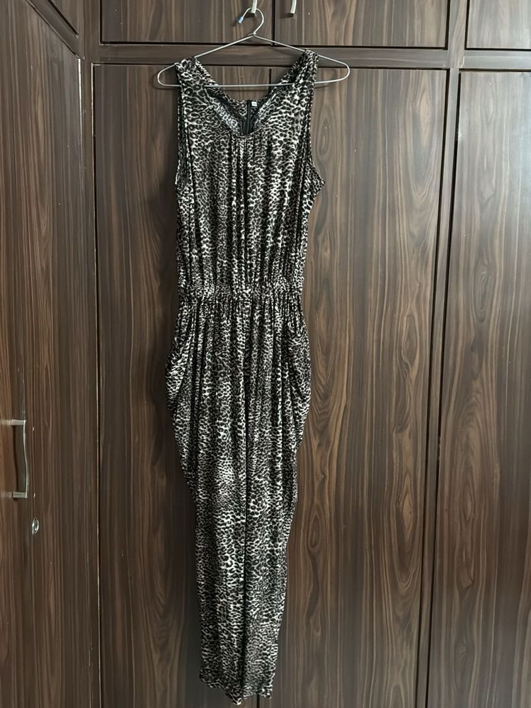 Animal Print Sleeveless Jumpsuit