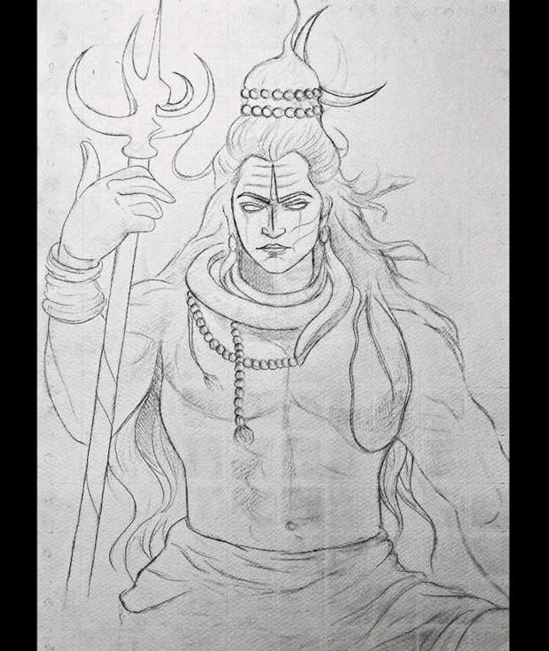 Shiv Ji Outline Sketch