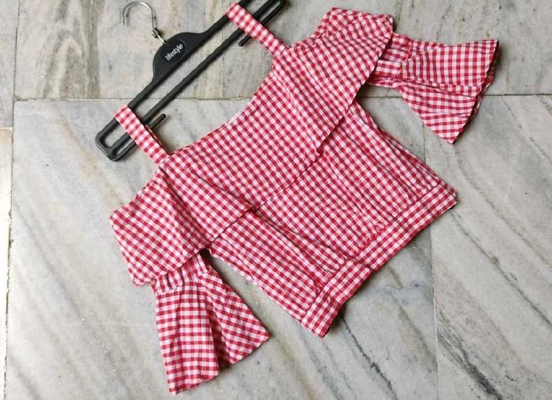 Gingham Off-Shoulder Top