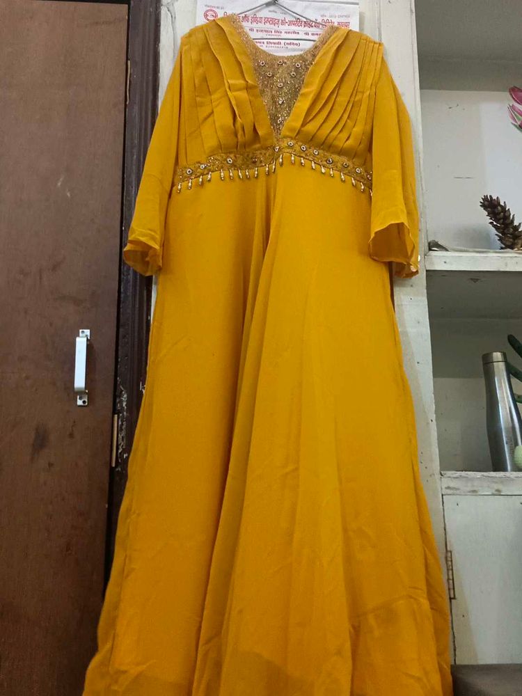 Beautiful Yellow Mustard Georgette Gown