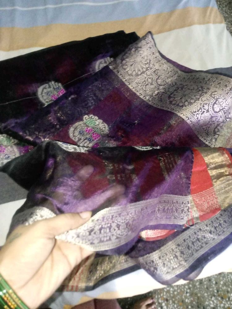 Purple Colour Saree 2 Ya 3 Time Wear Only