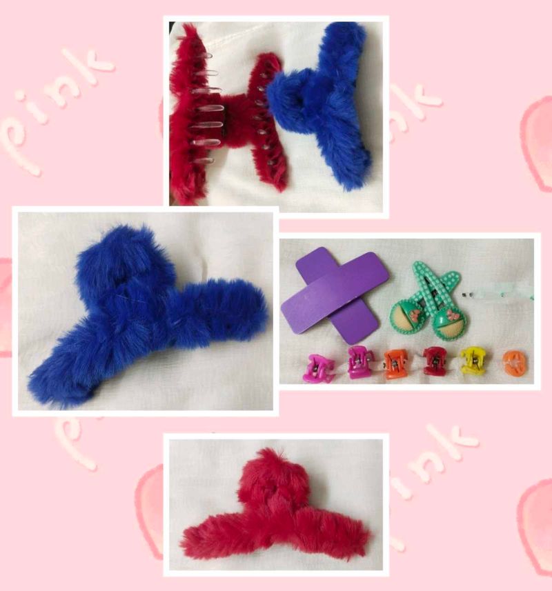 Colorful Fluffy Hair Clip &amp; Accessory Set