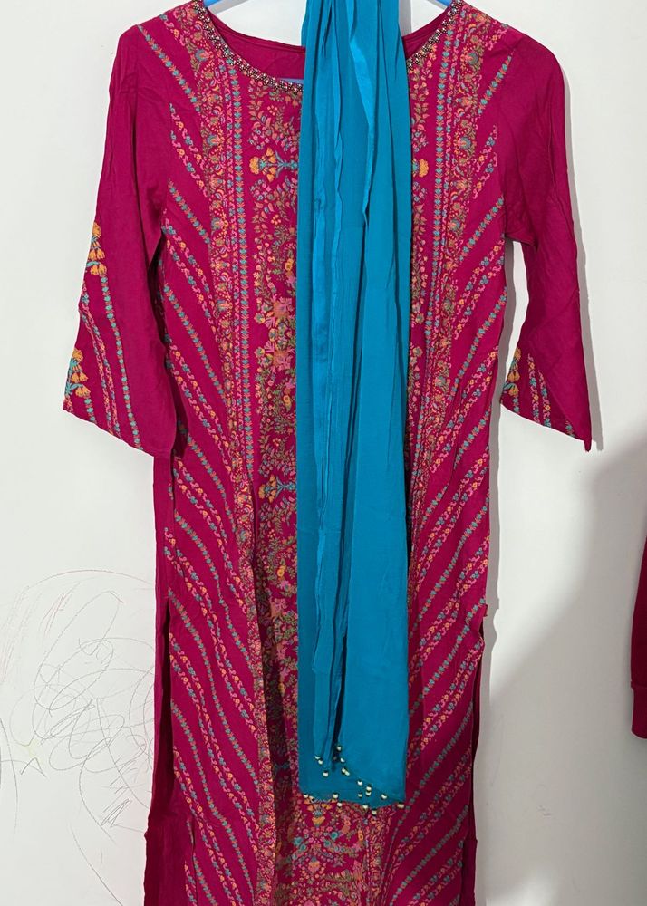Pink Embroidered Kurta Set