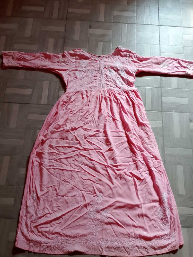 Women's Chickankari Anarkali Kurta