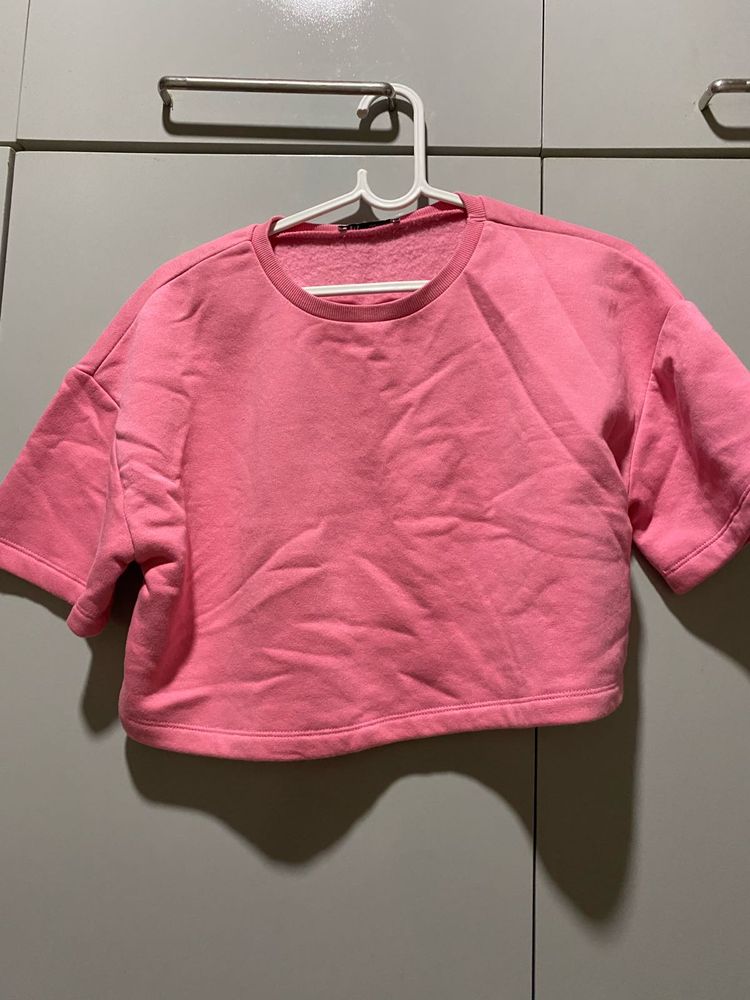 Pink Cropped Sweatshirt