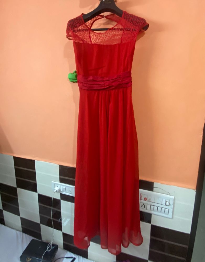 Red Chiffon Maxi Dress