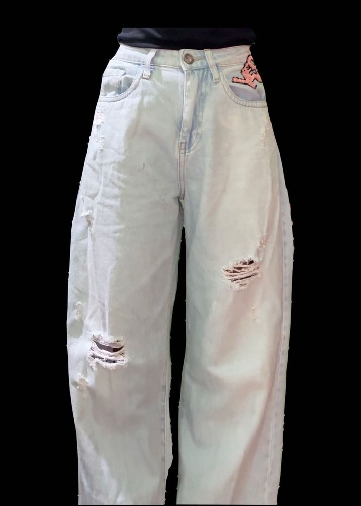 Ripped Wide Leg Jeans