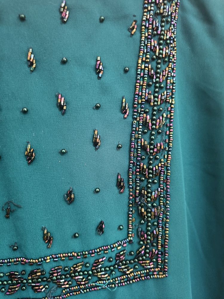 Blue Green Handwork Kurthi