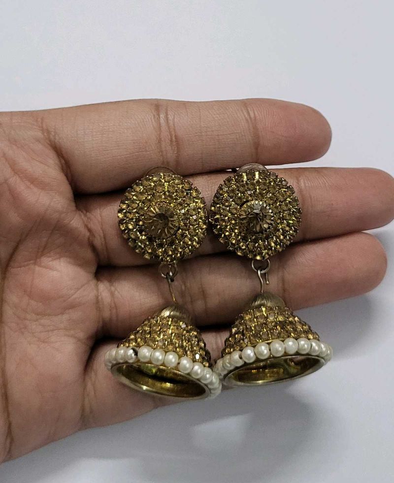 Golden Jhumka Earrings