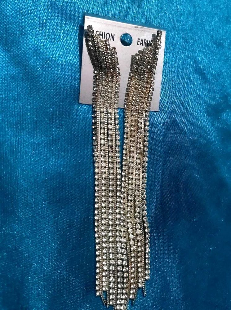 Sparkling Silver Tassel Earrings