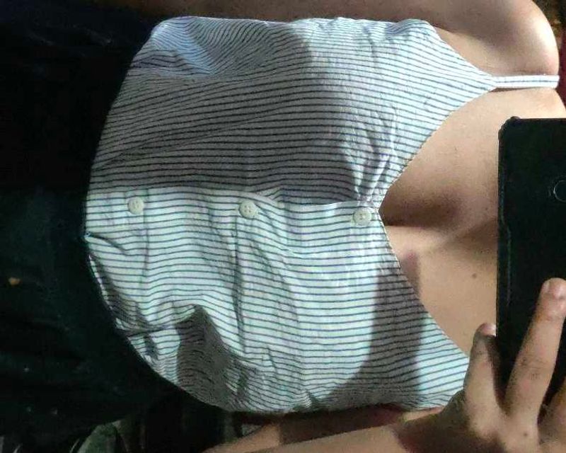 Striped Button-Down Crop Top