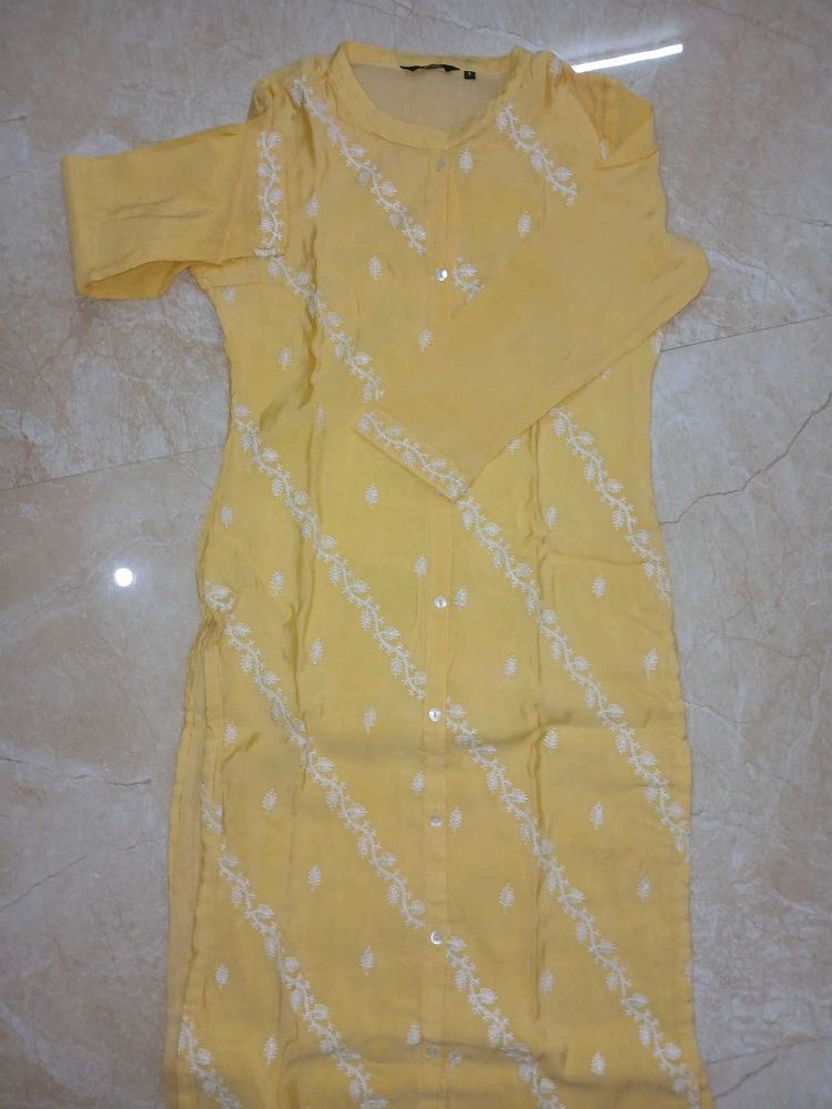 Yellow straight kurti