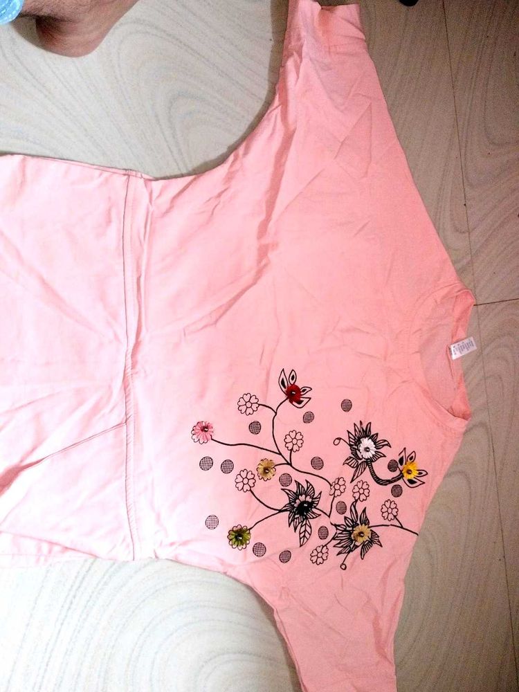 Pink Floral Print Oversized T-Shirt