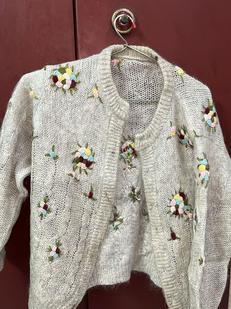 Floral Embroidered Cardigan