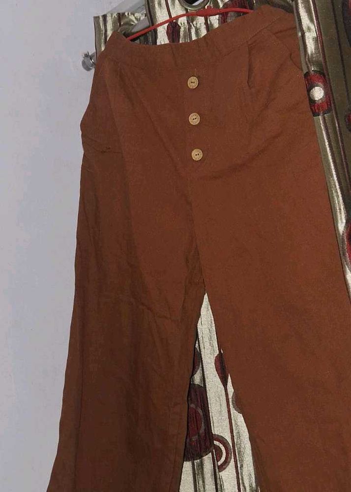 Brown Wide Leg Button Pants, new fresh, I was tigh