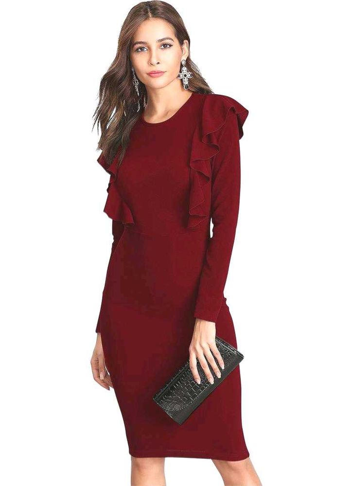 Red Ruffle Bodycon Dress