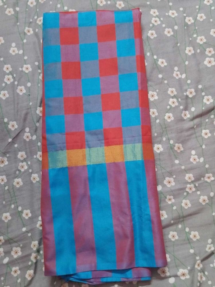 Checkered Saree Multicolord