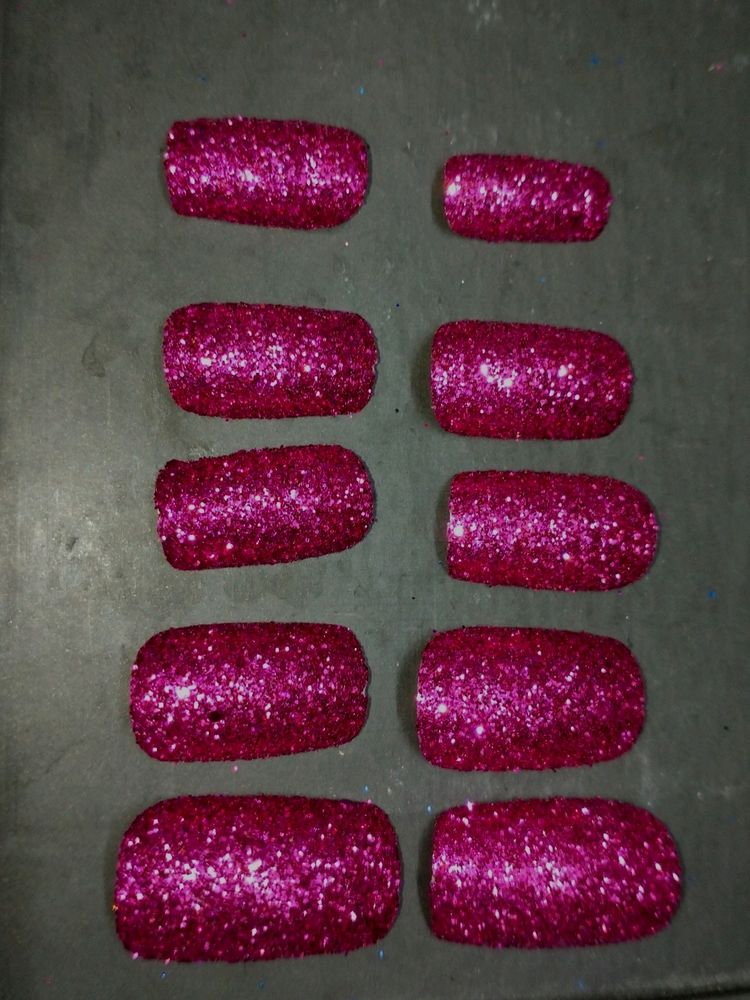 Set Of 1 Pink Glitter Nails Only For 199