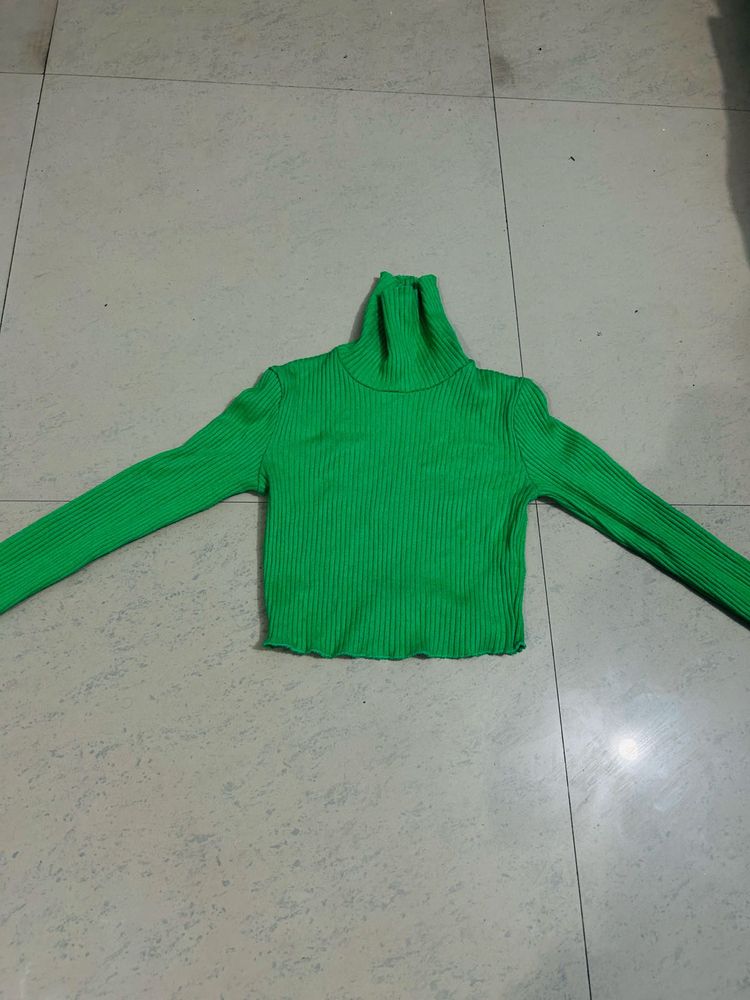 Green Turtleneck Top