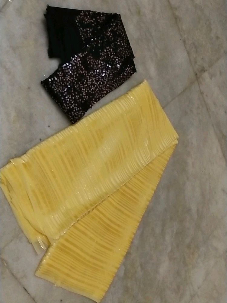 New Yellow Saree With Blouse