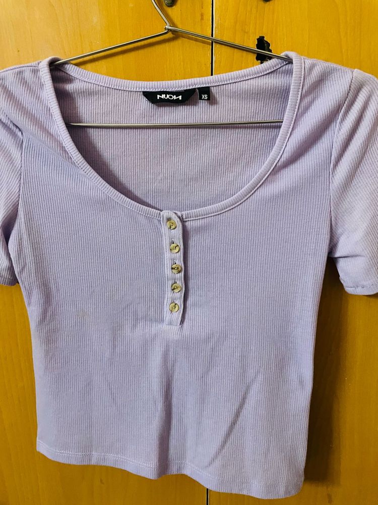 Ribbed Button-Up Top