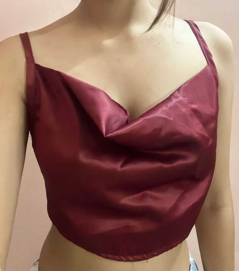 Women&#39;s &amp; Girls&#39; Tie Back Satin Crop Cami Top